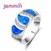Tears Pattern 925 Sterling Silver Rings For Women Wedding Jewerly With Rhinestone Blue Fire Opal Ring Gift Fine Jewelry