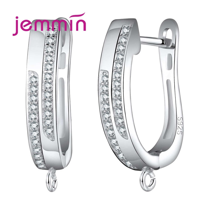 U Shape Micro Rhinestone 925 Sterling Silver Components For Jewelry Making Earring Hooks Ear Wire Finding Accessory