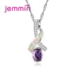Unique Geometric Necklace Women Jewelry 925 Sterling Silver Crystal Pendants Necklaces Wedding Birthd Gift For Girl