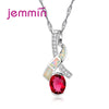 Unique Geometric Necklace Women Jewelry 925 Sterling Silver Crystal Pendants Necklaces Wedding Birthd Gift For Girl