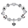 Vintage 925 Silver Charm Bracelet & Bangle For Women With White Murano Glass Beads DIY Birthd Gift