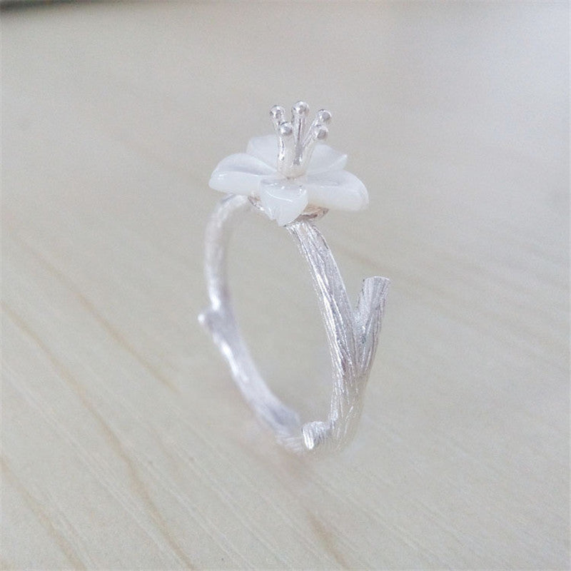 Vintage Brand 925 Sterling Silver Jewelry Ring Cherry Opening Ring Female Creative Jewelry Ethnic Jewelry Accessory