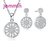 Vintage Flower Design 925 Sterling Silver Drop Earrings Necklace Set For Engagement Jewelry Women Crystal Set Bijoux