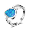 Water Drop Cut Opal Rings For Women Fashion Elements Wedding Jewelry 925 Sterling Silver Promise Engagement Rings