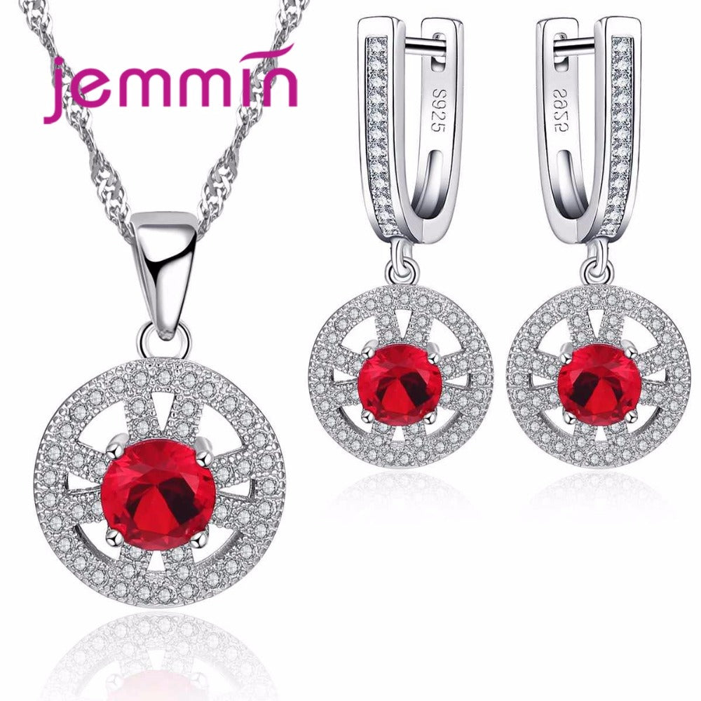 Wedding Jewelry Set Bridal Jewelry Fine 925 Sterling Silver Austrian Crystal Necklace Earrings set For Women Engagement