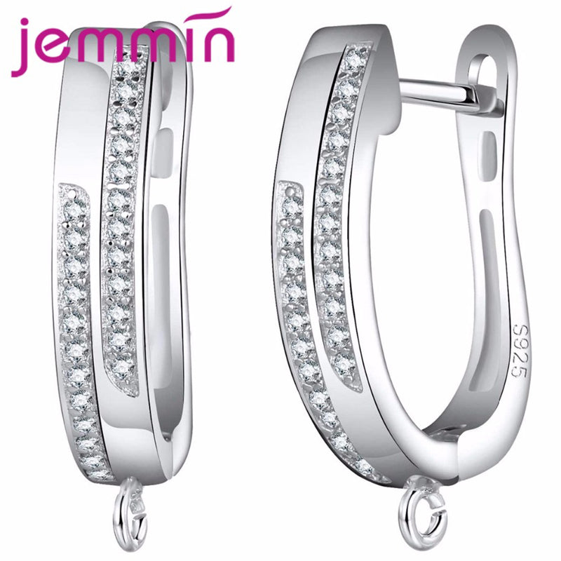 Wholesale Micro Rhinestone 925 Sterling Silver Earring Components For Jewelry Making Hooks Ear Wire Finding 10PCS/Lot