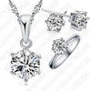 Woman's Birthd Gift Wedding Jewelry Set Fashion 925 Sterling Silver Crystal Necklace Ring Earring 3 pcs
