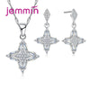 Women 925 Sterling Silver Set For Wedding Jewelry Accessory Fine Quality Cross CZ Crystal Pendant Necklace Sets For Bague
