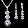 Women Fine Jewelry 925 Sterling Silver Crystal Jewelry Sets For Wedding Pendants Necklaces Earring Set Accessory
