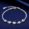 Women Flower Bracelets Genuine 925 Sterling Silver Fine Jewelry Bangle Bracelets For Girls Birthd Best Gift