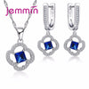 Women Jewelry Set Trendy 925 Silver Cubic Zirconia Pendants Necklace Dangle Earrings Set For Engagement Wedding Accessory