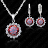 Women Wedding Jewelry Sets 925 Sterling Silver With Austrian Crystal Pendant Necklaces And Earrings Set For Brides