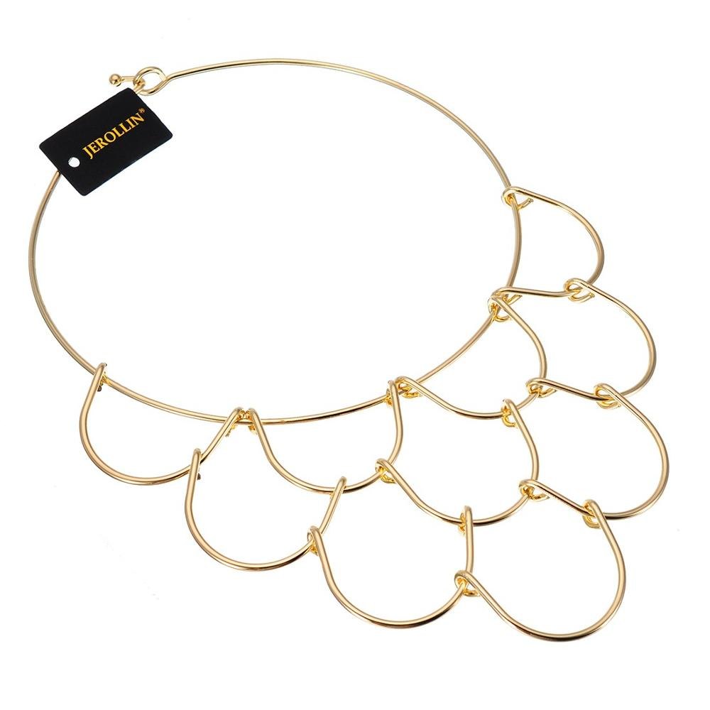 Fashion Women Alloy Sliver & Gold Color Chain Choker Pendant Bib Statement Necklace