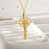 Jesus Cross Necklaces For Women Stainless Steel Gold Color Crystal Cross Pendant Necklace Religious Jewelry Gift collier femme
