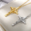 Jesus Cross Necklaces For Women Stainless Steel Gold Color Crystal Cross Pendant Necklace Religious Jewelry Gift collier femme