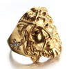 Jesus Head Cross Pattern Ring Men's Ring Crystal Inlaid Metal Accessories Religious Amulet Party Jewelry Size 6-14