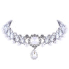 Jewdy Boho Collar Choker Water Drop Crystal Rhinestone Pendant Necklace for Women Vintage Simulated Pearl Statement Maxi Jewelry