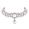 Jewdy Boho Collar Choker Water Drop Crystal Rhinestone Pendant Necklace for Women Vintage Simulated Pearl Statement Maxi Jewelry