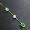 Jewellery, 1.5Ct Emerald hand chain, bare stone specifications: 6 x 4.8mm, 18K gold matching with moissanite , quality assurance