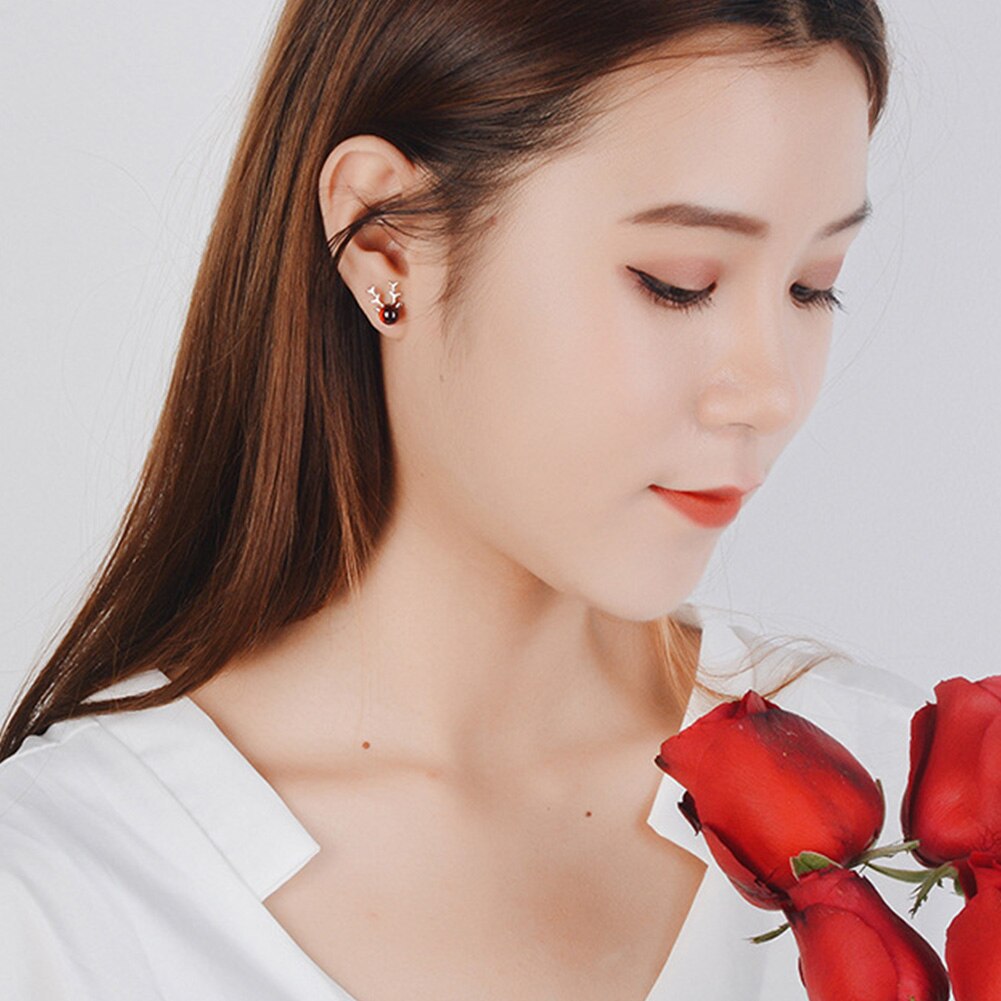 Jewellery Set Garnet Antlers Earrings Necklaces For women 925 Stamp Silver Color Crystal Elegant Party Girl Gift