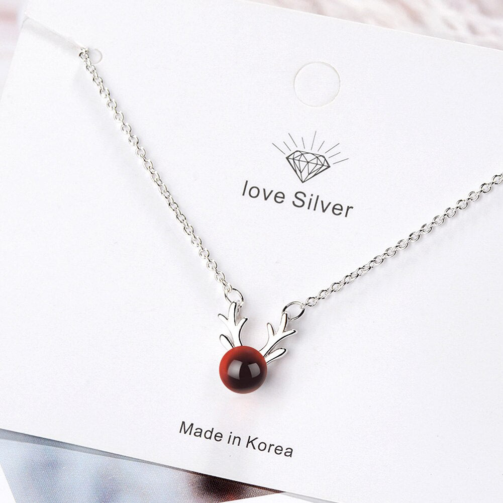 Jewellery Set Garnet Antlers Earrings Necklaces For women 925 Stamp Silver Color Crystal Elegant Party Girl Gift