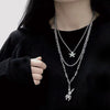 Jewelry 2021 Neck Chain Hip Hop Punk Korean Pop Bunny Star Pair Pendant Gothic Grunge Chain Aesthetic Necklace Accessories