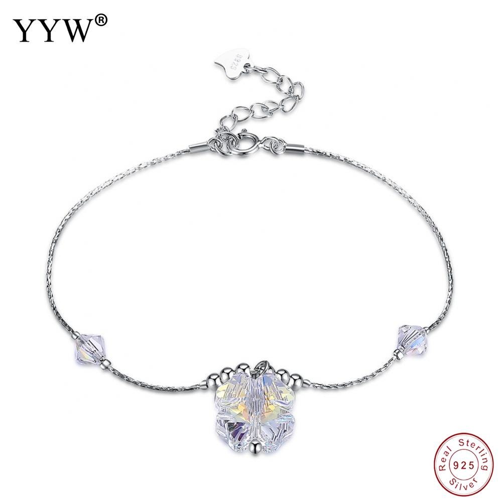 Jewelry Bracelet 925 Sterling Silver Bracelets Crystal Charm Bracelet Bangle for Women DIY Jewelry Vintage Female Wedding Gifts
