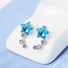 Jewelry For Women Accessories 925 Stamp Silver Color Set Blue Star Crystal  Stud Earrings Wedding Necklaces Party Girl