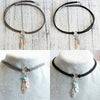 Jewelry Gift Choker Black Brown  Leather Choker Necklace Antique Silver Color Feather Shape Charm  Bohemian Chain Necklace