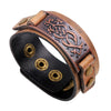 Jewelry  Men Genuine Leather Punk Bracelets Casual Alloy Totem Retro Brown Wide Wrap Buckle Rivet Charm Men Women Bangle Jewelry