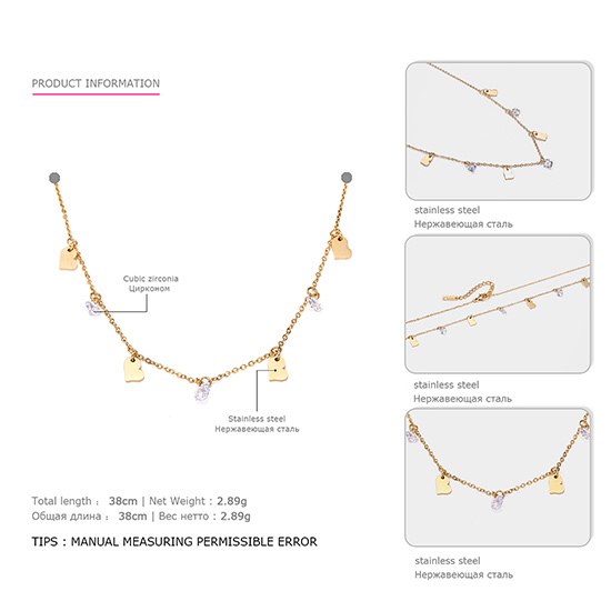 Jewelry Necklace for Women Stainless Steel Statement Necklaces 2020 Hot Sale Rose Gold Color Chain With Heart Pendants CARLIDANA