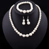 Jewelry Sets Simulated-Pearl Necklace Bracelet Earrings Women Jewelry Sets Inlay CZ Bride Set Women Wholesale Jewelry