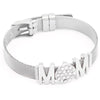 Jewelry Silver Color Stainless Steel Mesh Bracelets Bangles with Love Heart Slide Charms Bracelets for Women Lover Gift