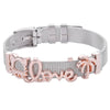 Jewelry Silver Color Stainless Steel Mesh Bracelets Bangles with Love Heart Slide Charms Bracelets for Women Lover Gift