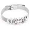 Jewelry Silver Color Stainless Steel Mesh Bracelets Bangles with Love Heart Slide Charms Bracelets for Women Lover Gift