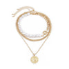 Jewelry Temperament Imitation Pearl Chain Splicing Necklace Retro Hip Hop Queen's Head Pendant