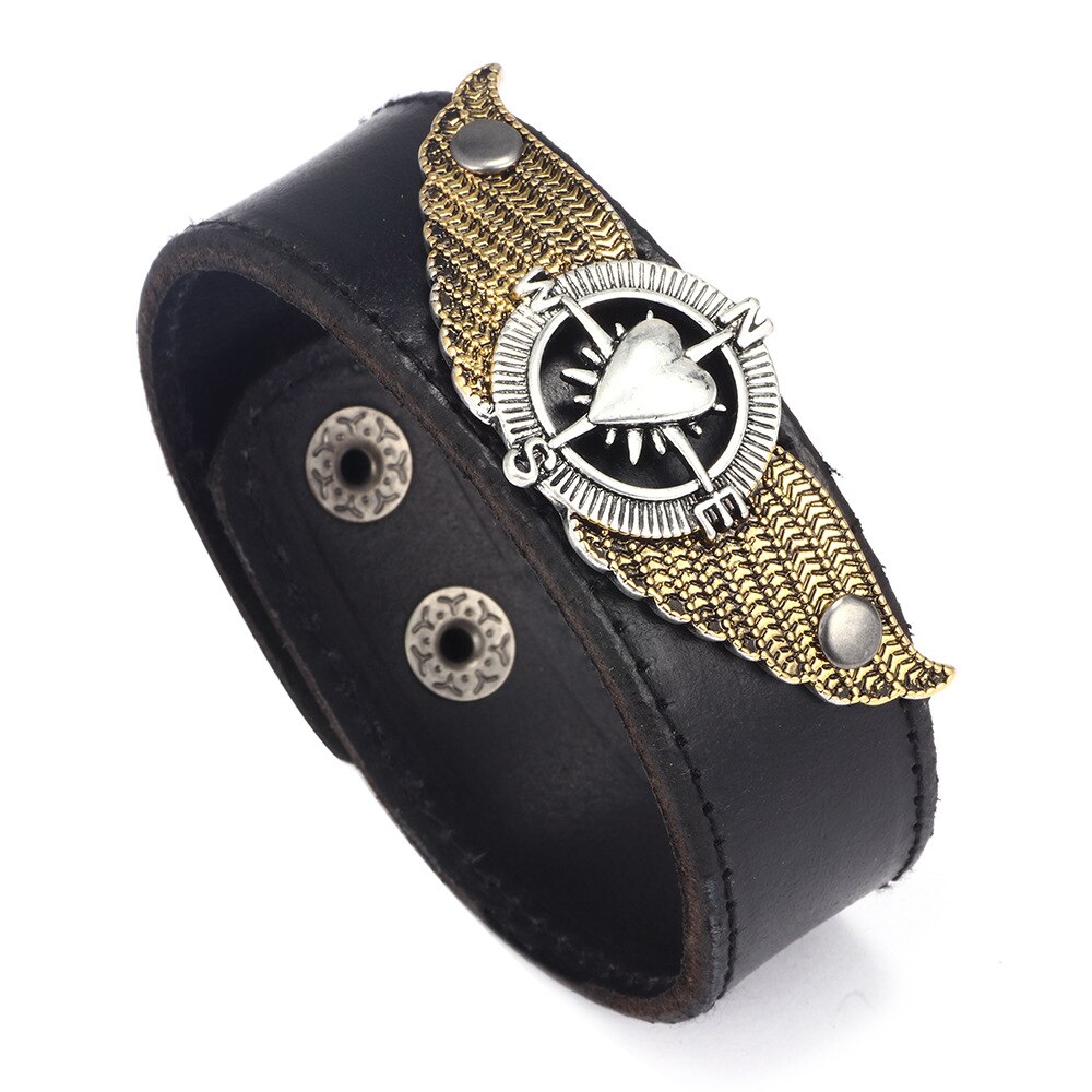 Jewelry Women Herat Leather  Bracelet Black Brown Vintage Style Bracelet Peaceful Faith Jewelry Punk Wristband for Men's Jewelry