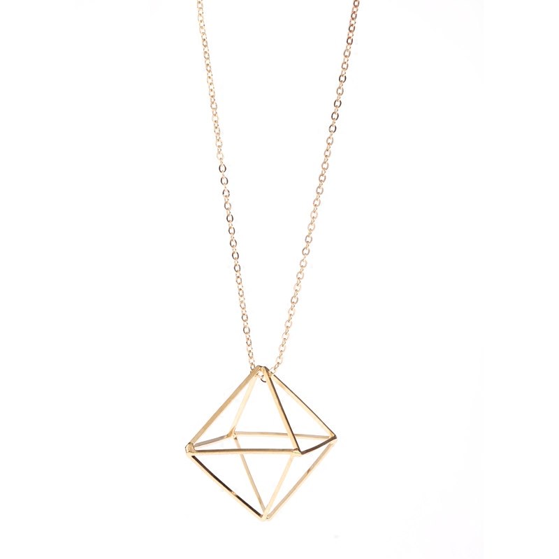 Jewelry, fine Fashion geometry line three-dimensional hollow triangle long sweater chain Send free necklace