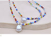 Jewelry shaped pearl letter clavicle chain multi-layer combination stacking colored millet bead women necklace female