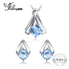2.2ct Genuine Sky Blue Topaz Pendant Necklace Stud Earrings For Women Jewelry Sets 925 Sterling Silver New Fashion