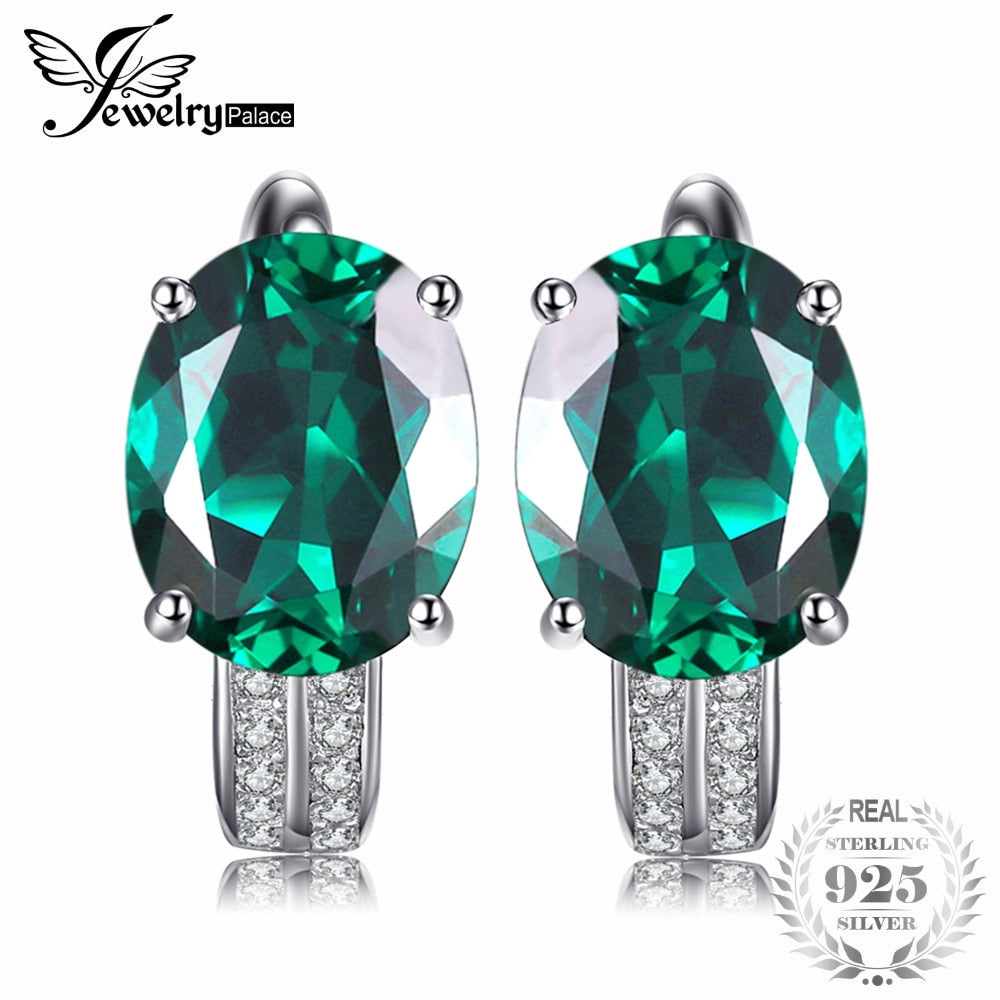 3.5ct Simulated Green Nano Russian Emerald Earrings 925 Sterling Silver Vintage Charm Fine Jewelry Party Gift