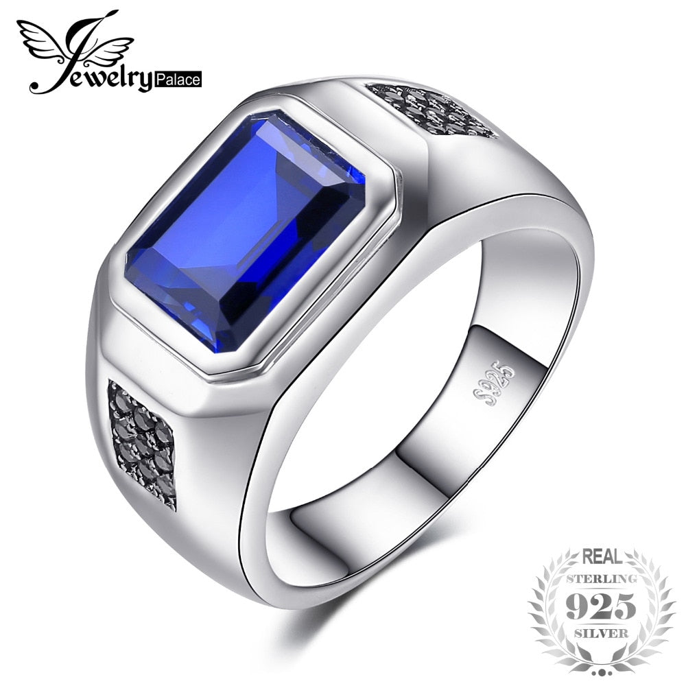 4ct Creation Sapphire Engagement Wedding Ring For Men Solid 925 Sterling Silver Vintage Charm Brand Fine Jewelry