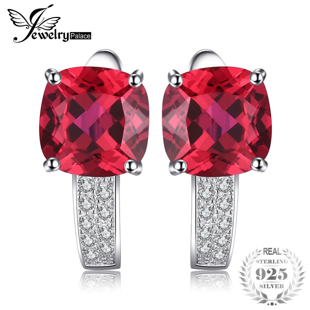 4ct Pigeon Blood Red Ruby Engagement Wedding Solid 925 Sterling Silver Earrings Clip Fine Jewelry Brand New