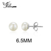 6.5mm Cultured Pearl Button Ball Stud Earrings 925 Sterling Silver Fine Jewelry Earrings For Women