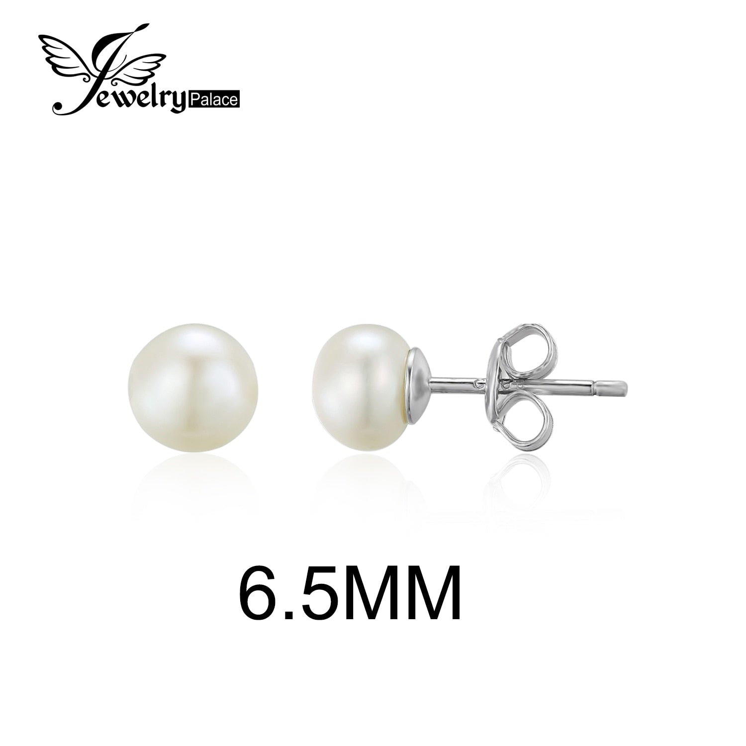 6.5mm Freshwater Cultured Pearl Button Ball Stud Earrings 925 Sterling Silver Fine Jewelry Earrings For Women
