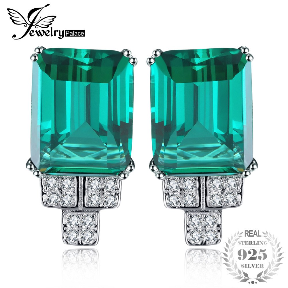 6ct Created Emerald Clip On Earrings 100% Pure 925 Sterling Silver Jewelry for Women Statement Wedding Earring