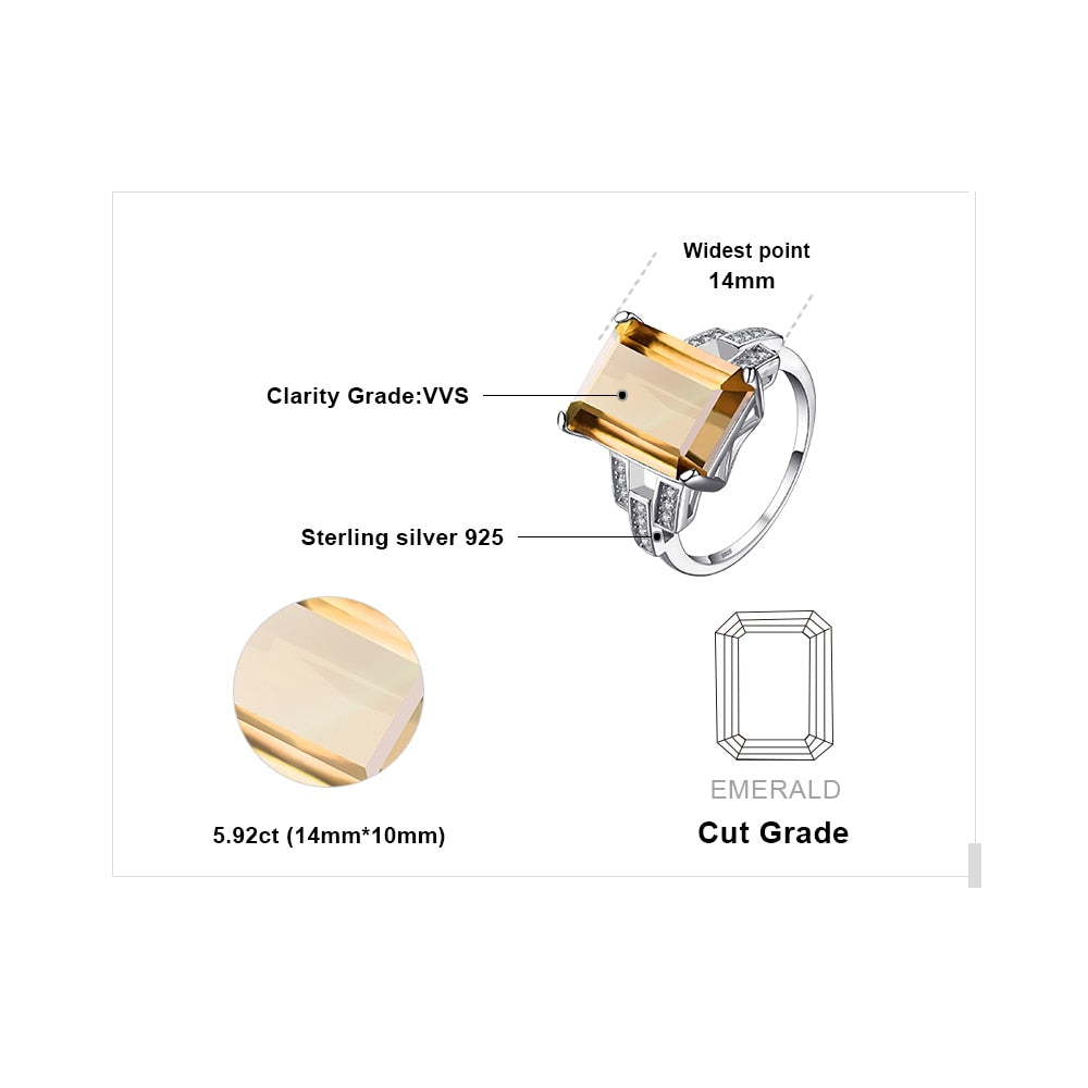 JewelryPalace 6ct Emerald Cut Nano Simulated Zultanite Color Change Diaspore Open Adjustable Cocktail Ring 925 Sterling Silver