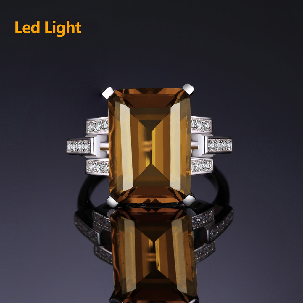 JewelryPalace 6ct Emerald Cut Nano Simulated Zultanite Color Change Diaspore Open Adjustable Cocktail Ring 925 Sterling Silver