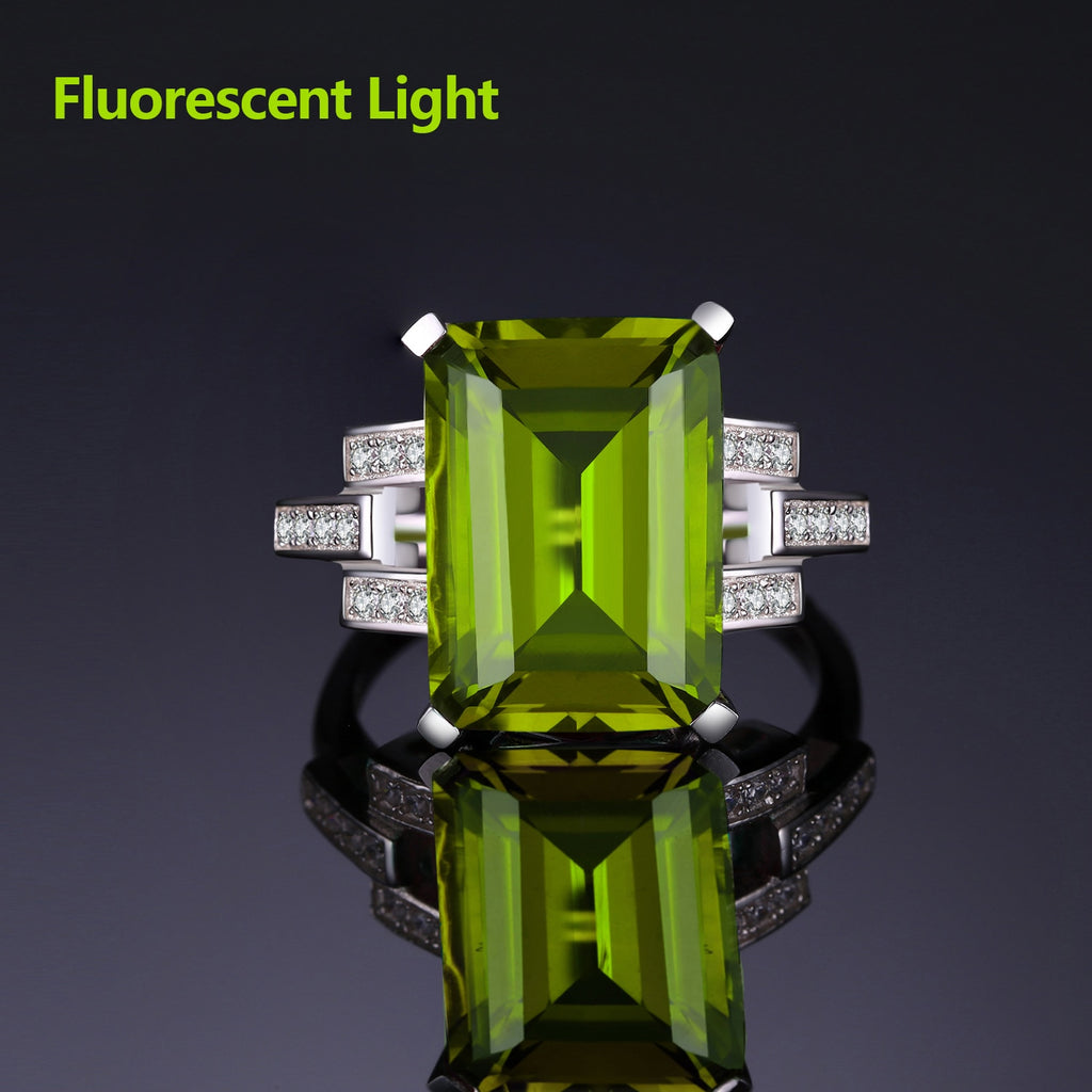 JewelryPalace 6ct Emerald Cut Nano Simulated Zultanite Color Change Diaspore Open Adjustable Cocktail Ring 925 Sterling Silver