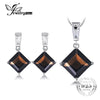 JewelryPalace 7.5ct Genuine Smoky Quartz Pendant Necklace Dangle Earrings 925 Sterling Silver 45cm Chain Jewelry Sets For Women
